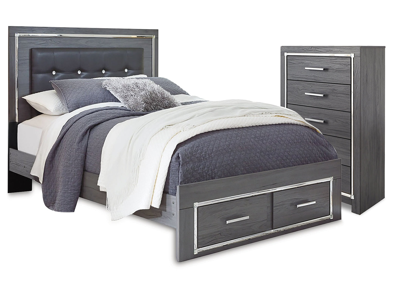 Lodanna Gray Queen Panel Storage Bedroom Set with Chest