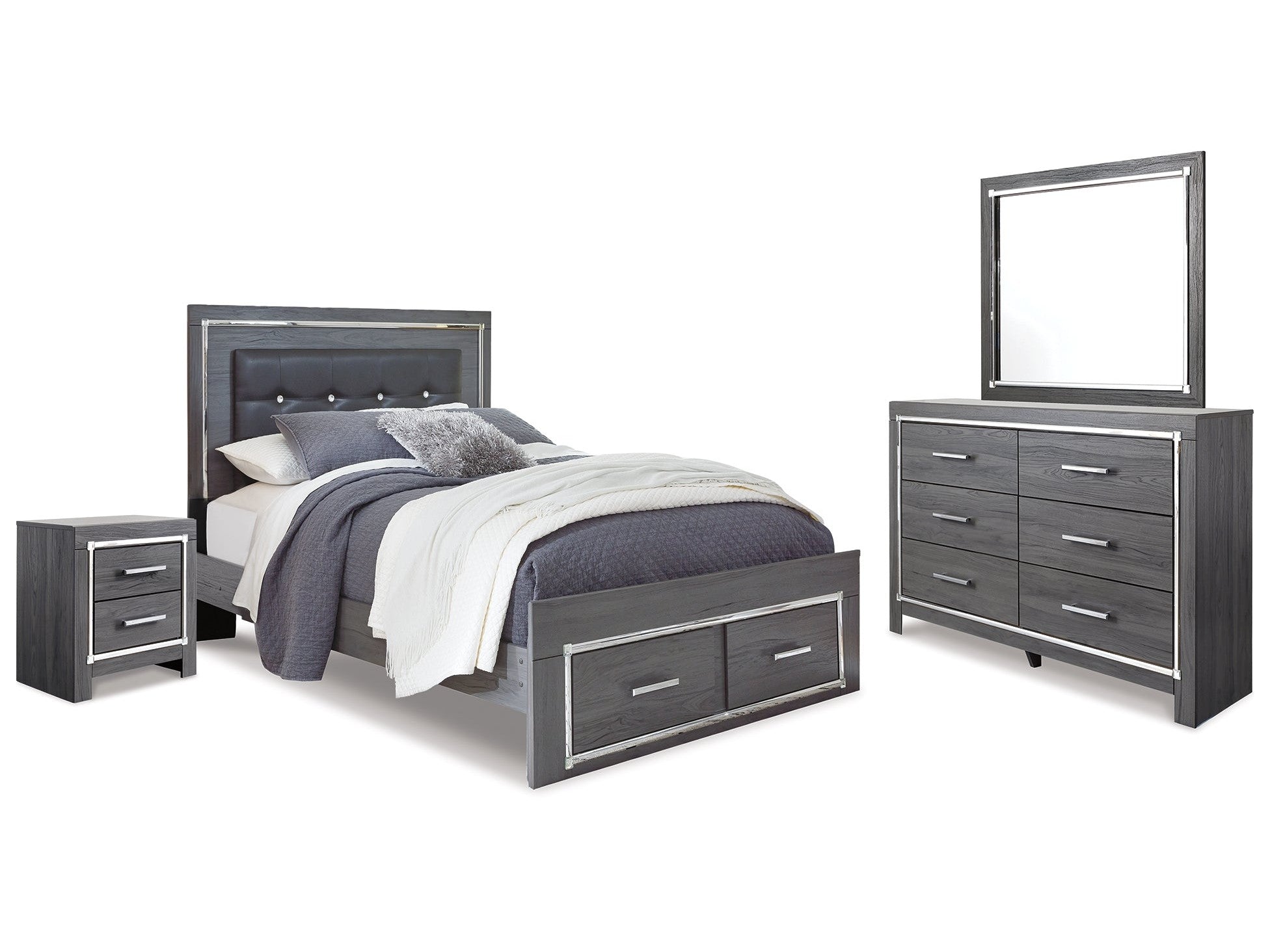Lodanna Queen Panel Storage Bedroom Set, Gray
