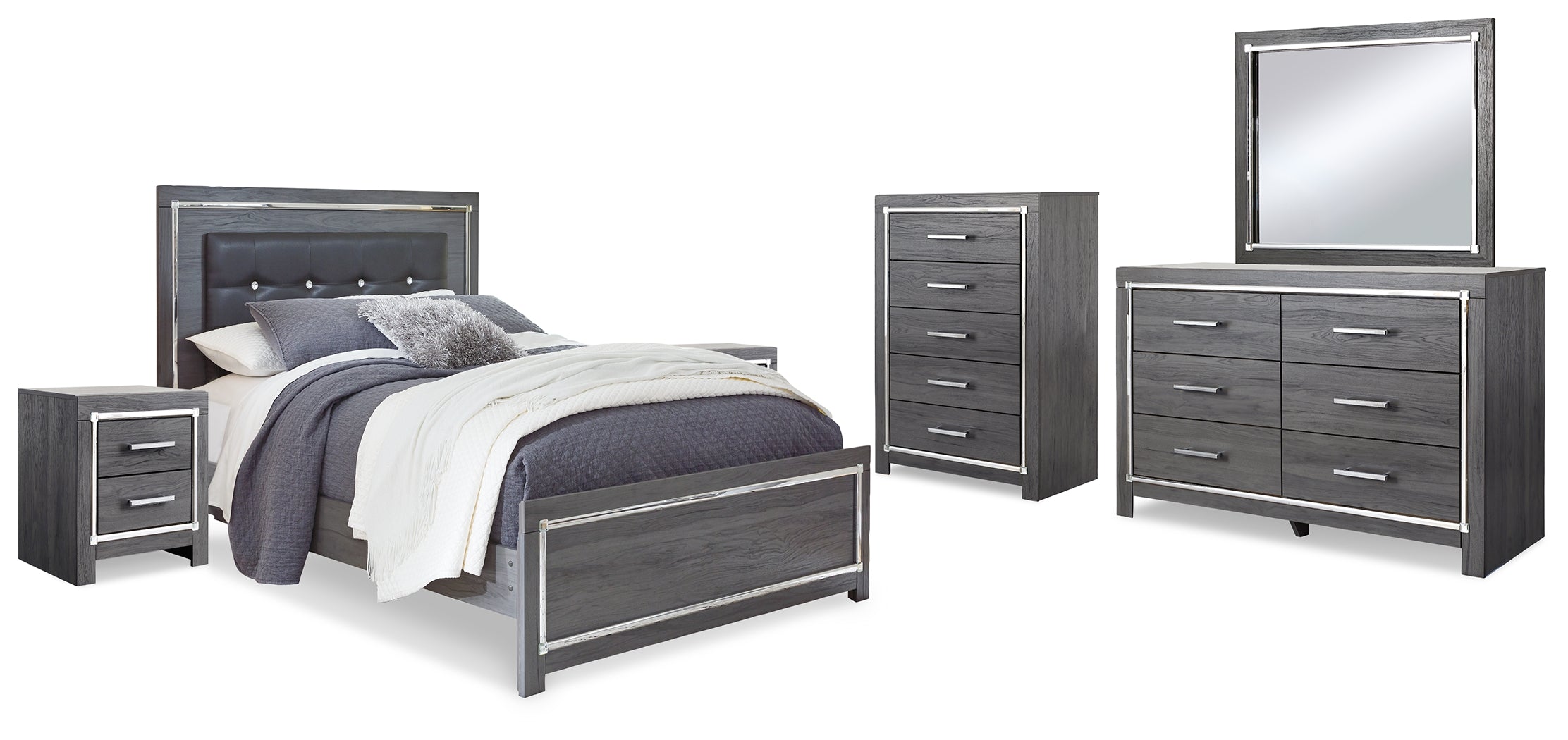 Lodanna Queen Upholstered Panel Bedroom Set, Gray