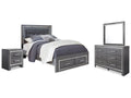 Lodanna Queen Upholstered Panel Storage Bedroom Set, Gray