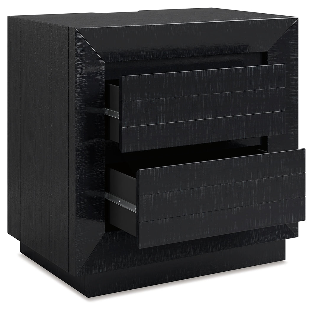 Londer Black Two Drawer Nighstand