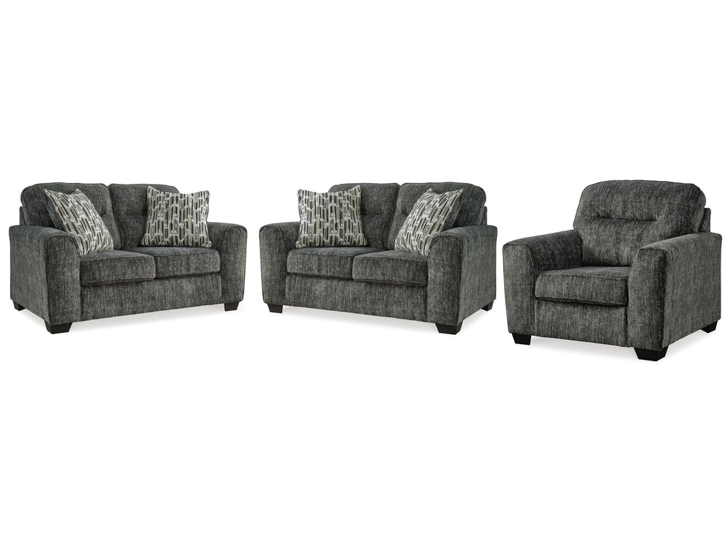 Lonoke Gunmetal 2 Loveseats & Chair