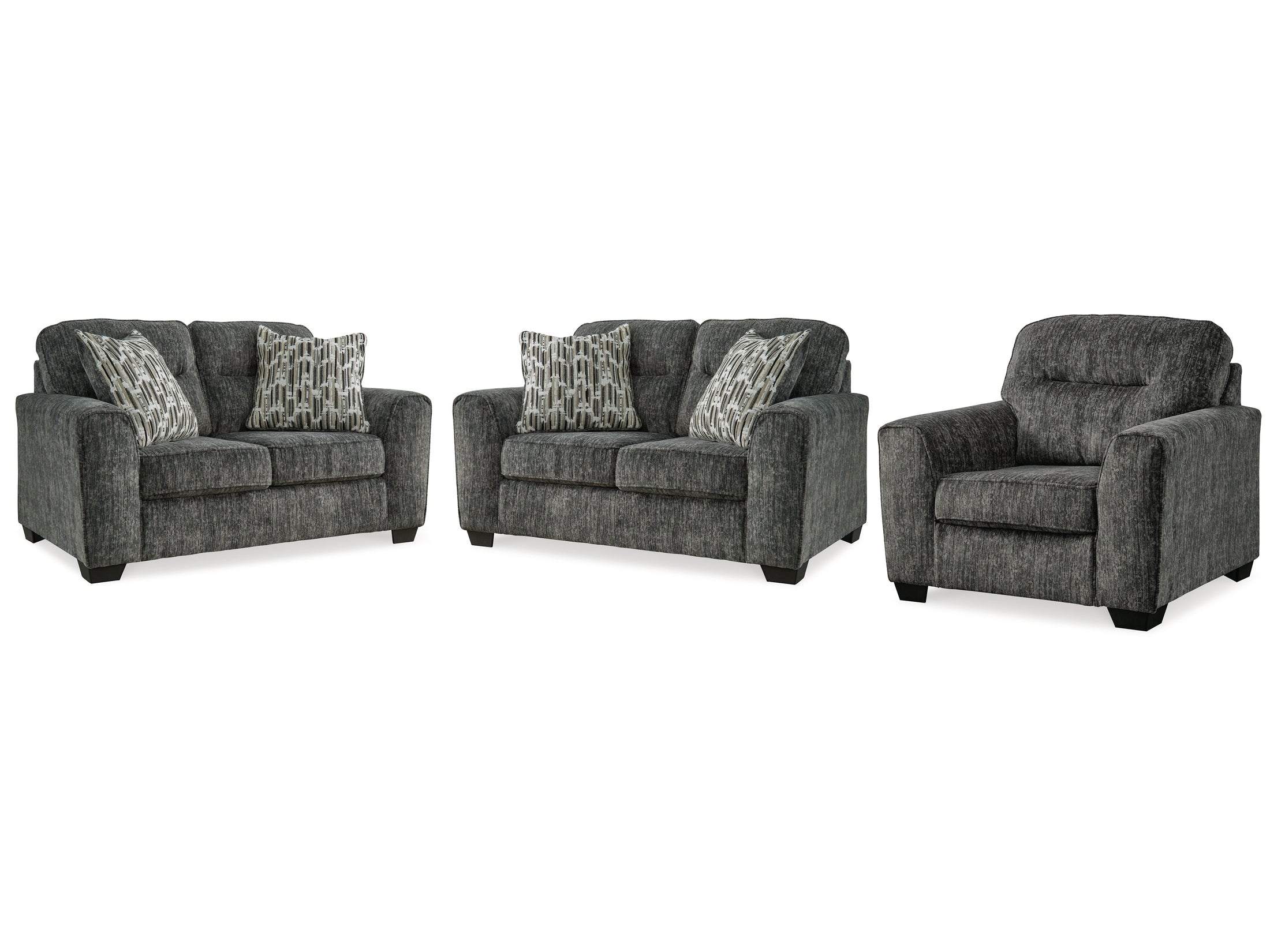 Lonoke Gunmetal 2 Loveseats & Chair