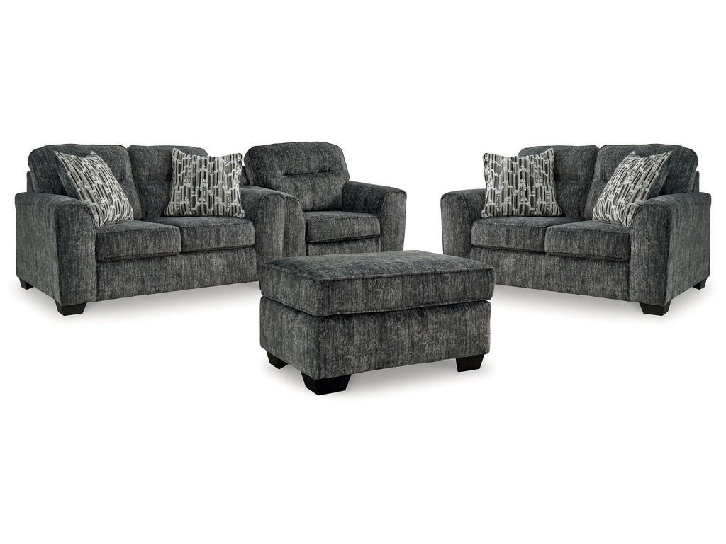 Lonoke Gunmetal 2 Loveseats & Oversized Chair & Ottoman