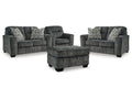 Lonoke Gunmetal 2 Loveseats & Oversized Chair & Ottoman