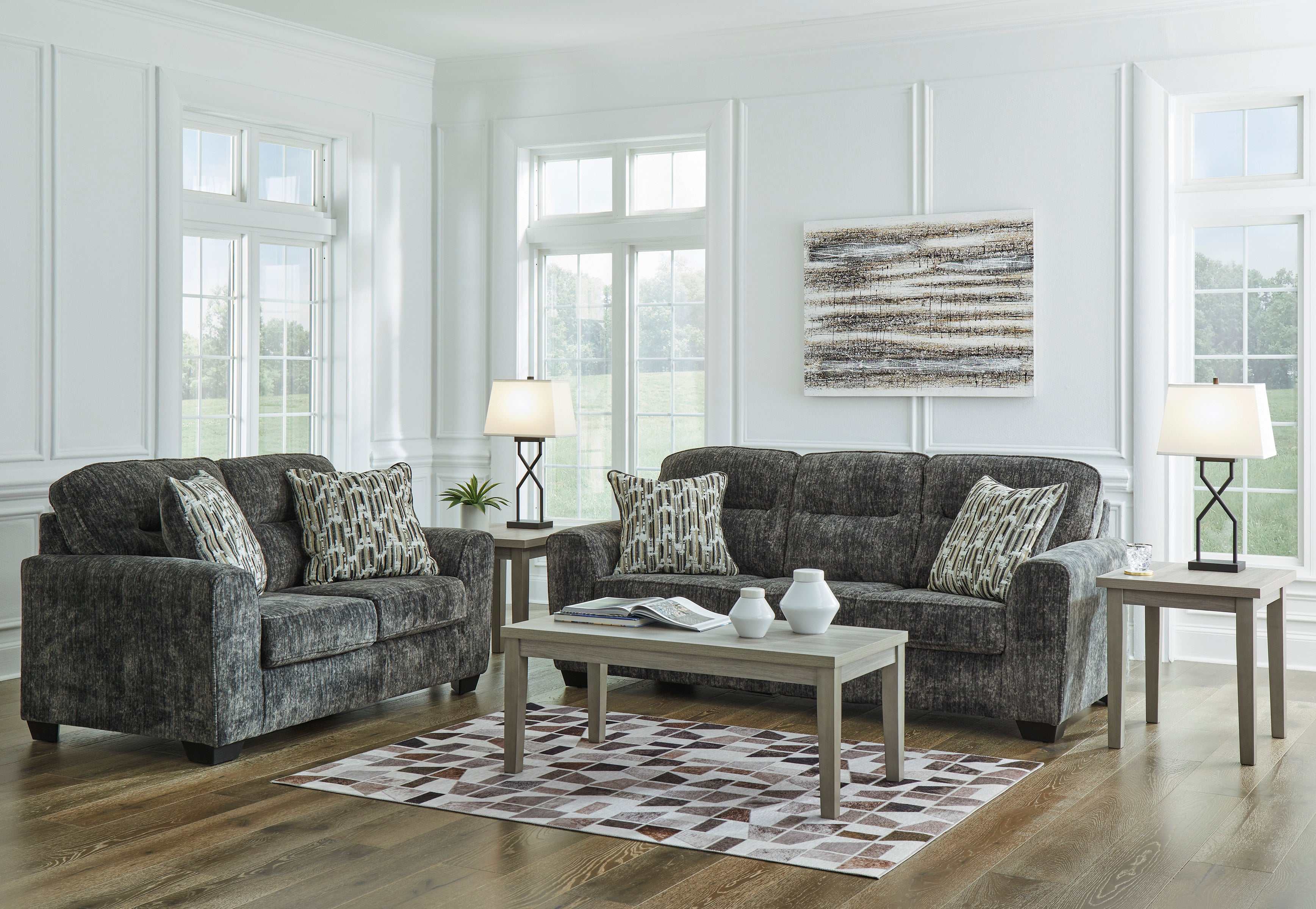 Lonoke Gunmetal Living Room Set / 2pc