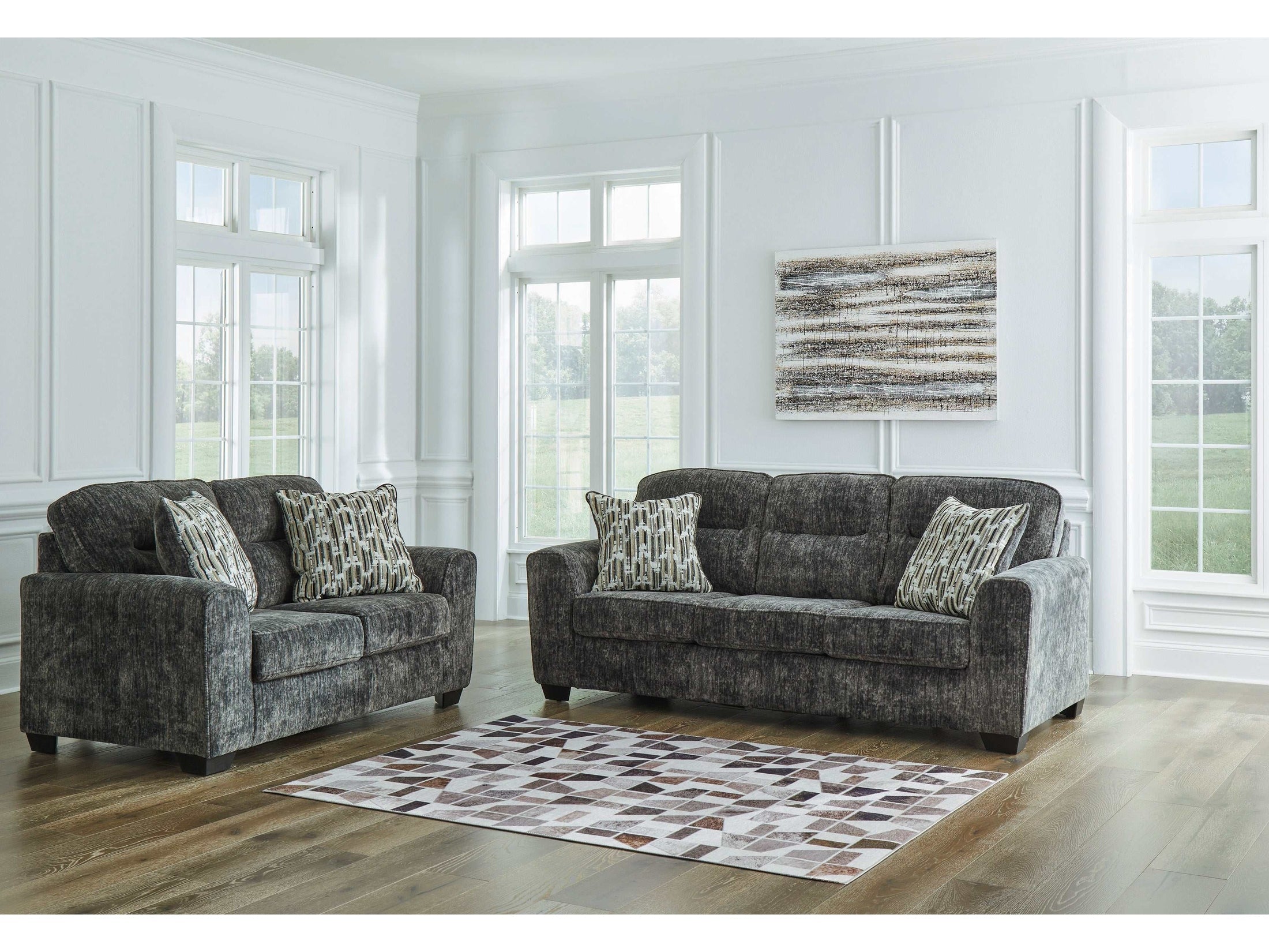 Lonoke Gunmetal Living Room Set / 2pc