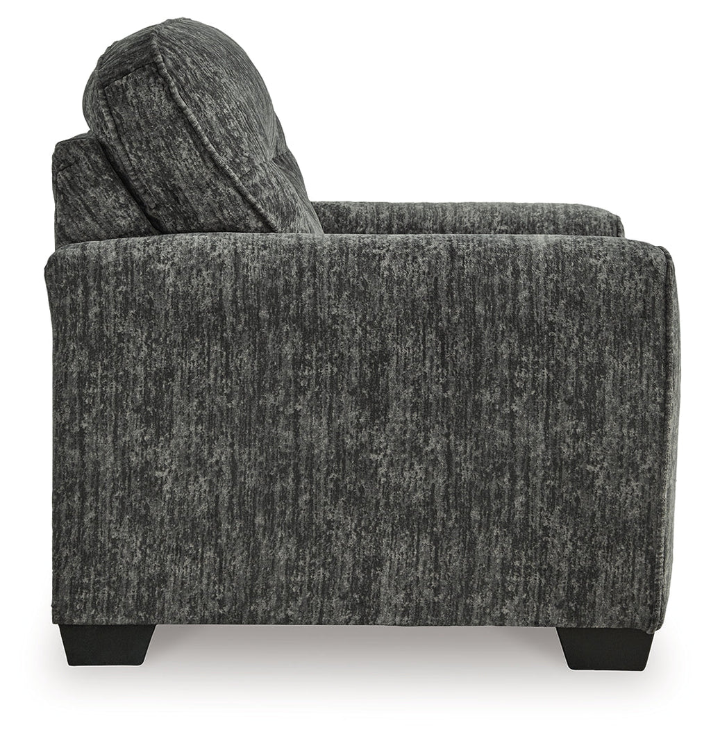 Lonoke Gunmetal Loveseat & Oversized Chair & Ottoman
