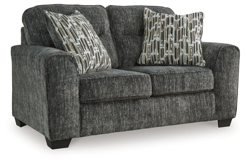 Lonoke Gunmetal Loveseat & Oversized Chair & Ottoman