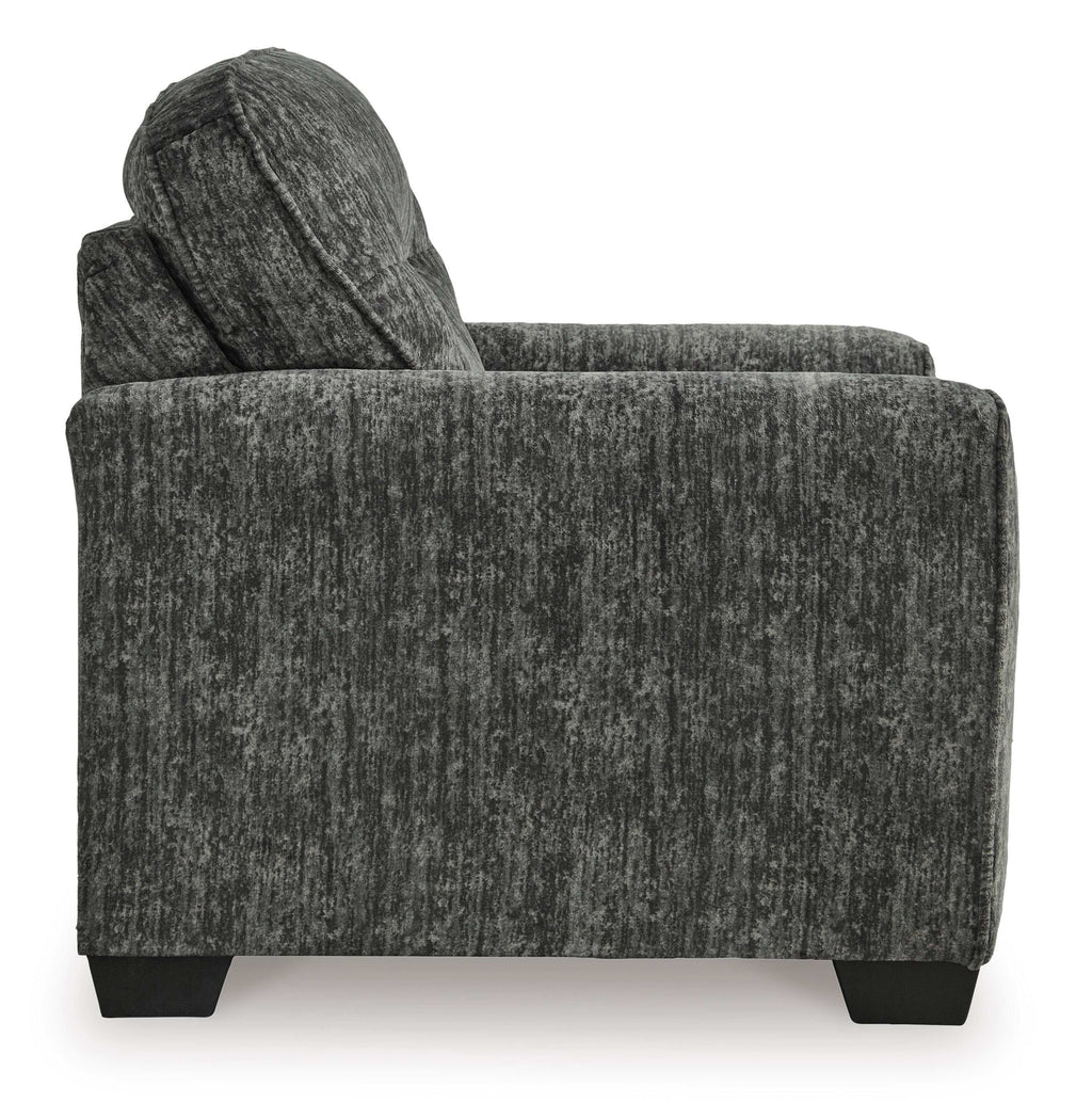 Lonoke Gunmetal Oversized Chair & Ottoman