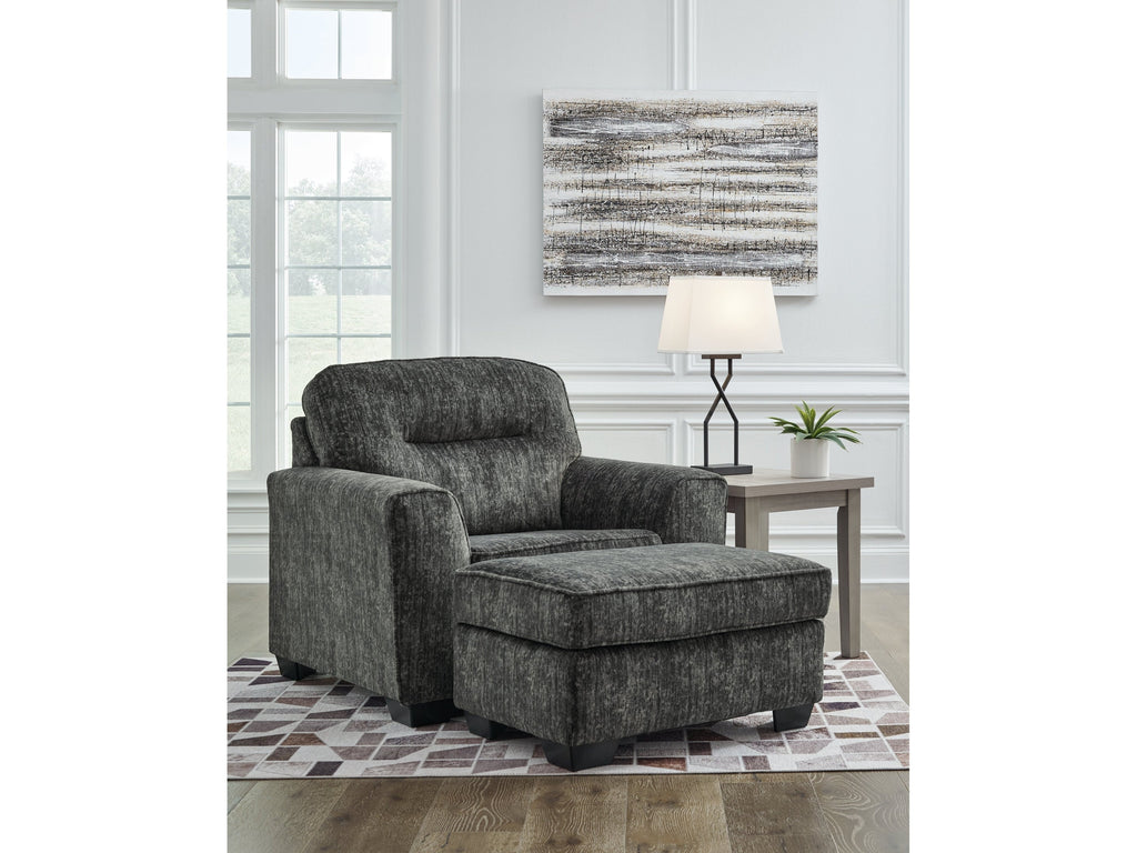 Lonoke Gunmetal Oversized Chair and Ottoman