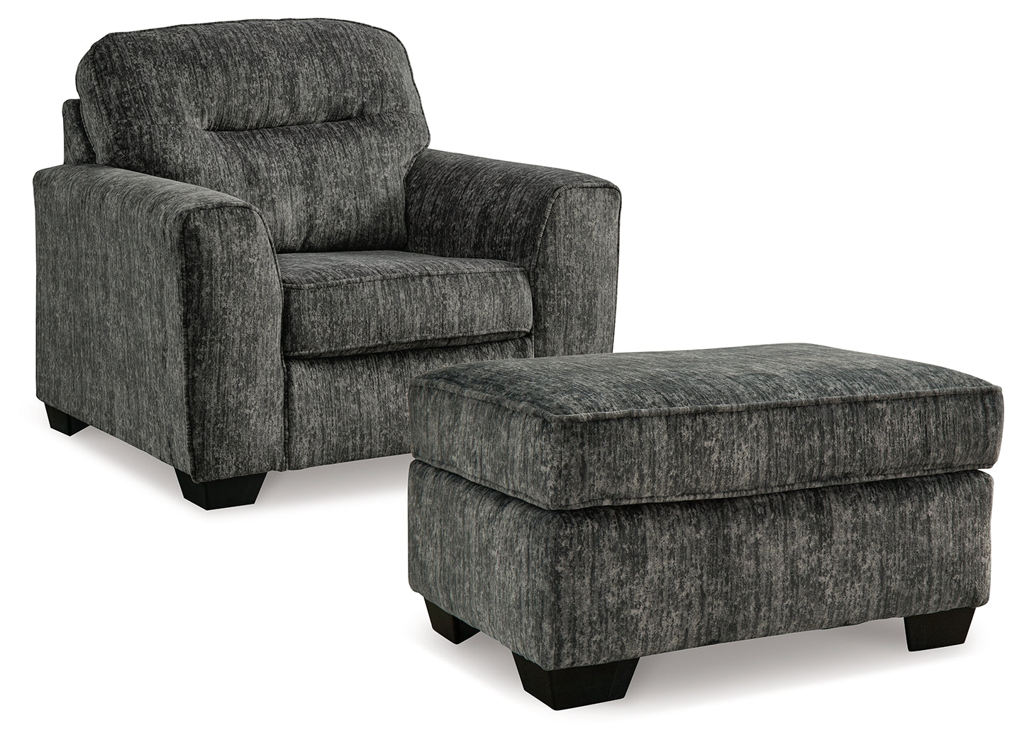 Lonoke Gunmetal Oversized Chair and Ottoman