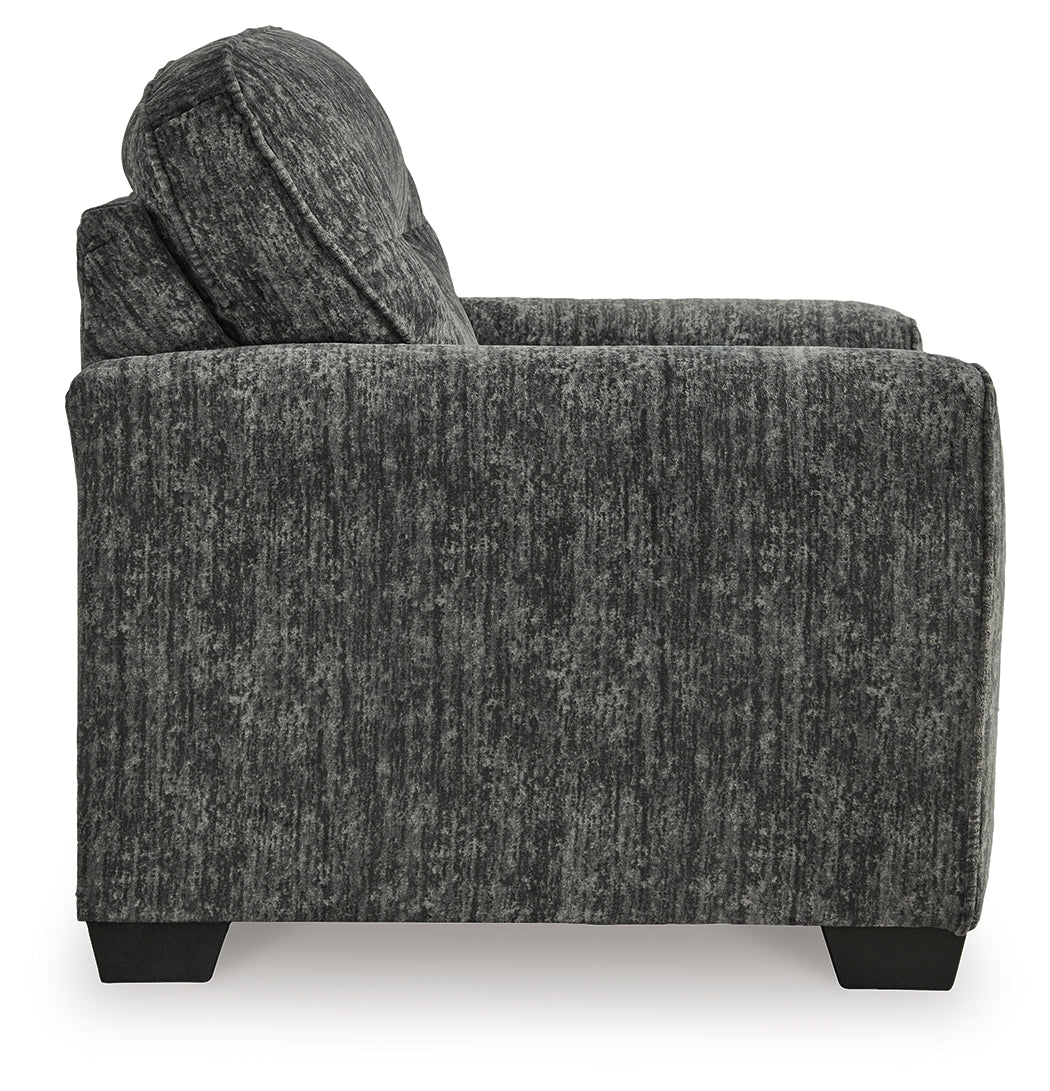 Lonoke Gunmetal Oversized Chair and Ottoman