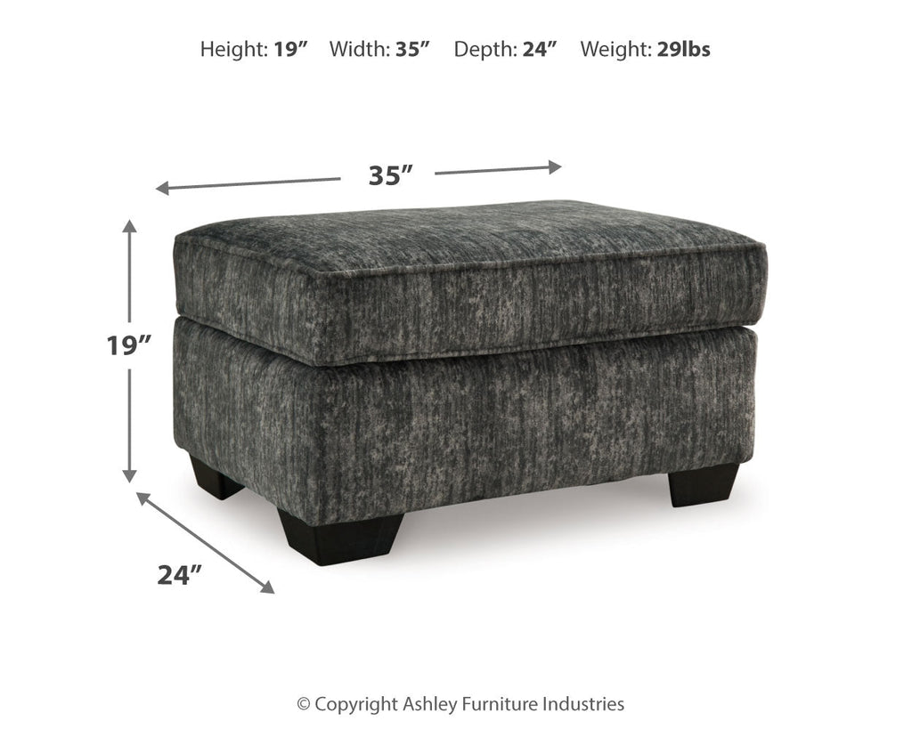 Lonoke Gunmetal Oversized Chair and Ottoman