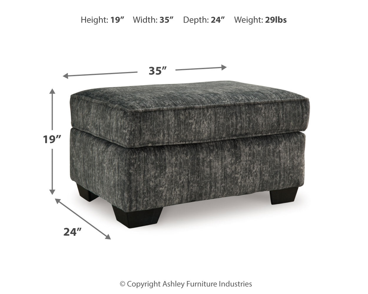 Lonoke Gunmetal Oversized Chair and Ottoman
