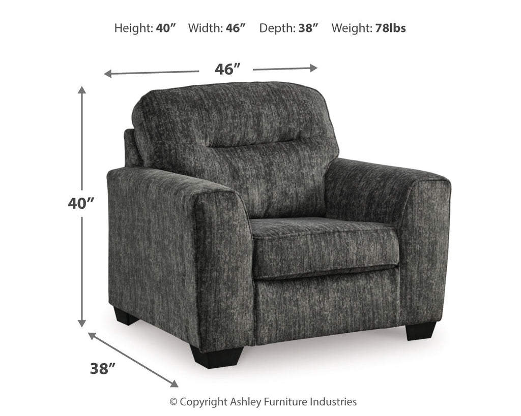 Lonoke Gunmetal Oversized Chair and Ottoman