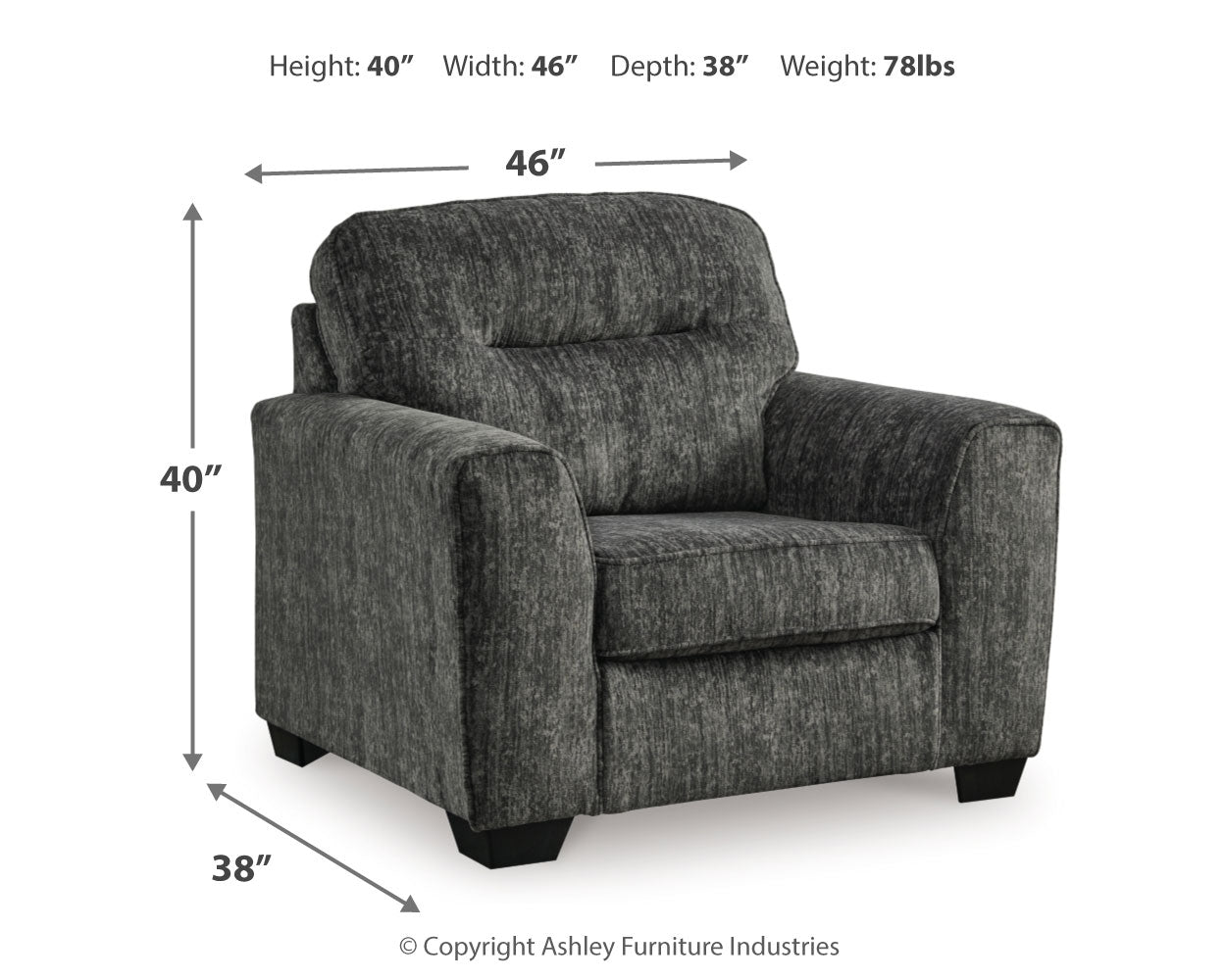 Lonoke Gunmetal Oversized Chair and Ottoman