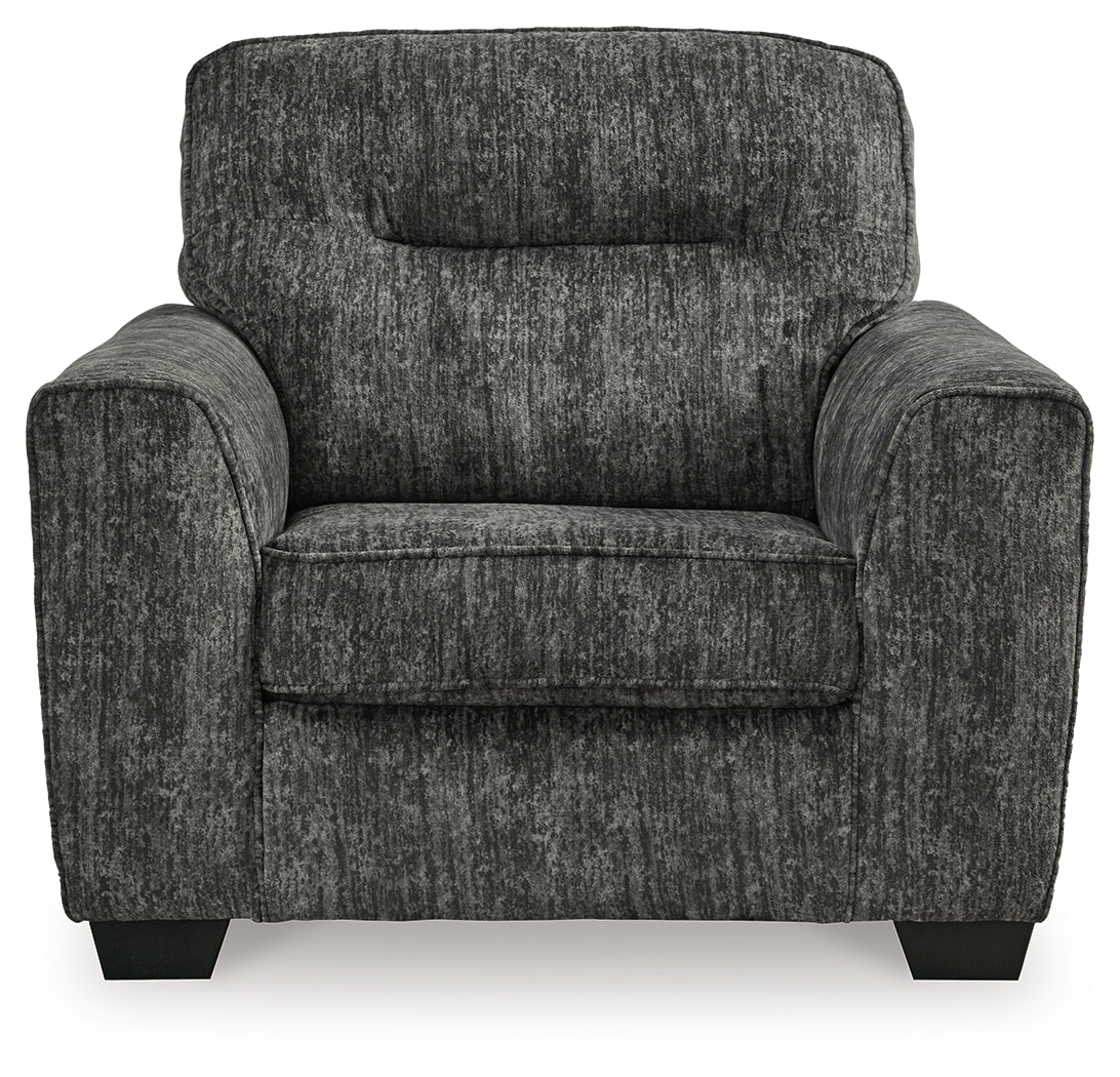 Lonoke Gunmetal Sofa, Loveseat, Chair and Ottoman