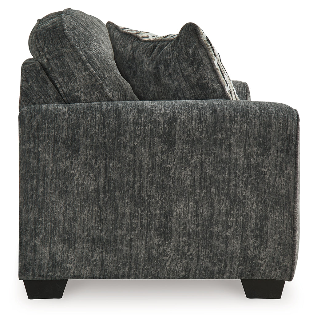 Lonoke Gunmetal Sofa, Loveseat, Chair and Ottoman