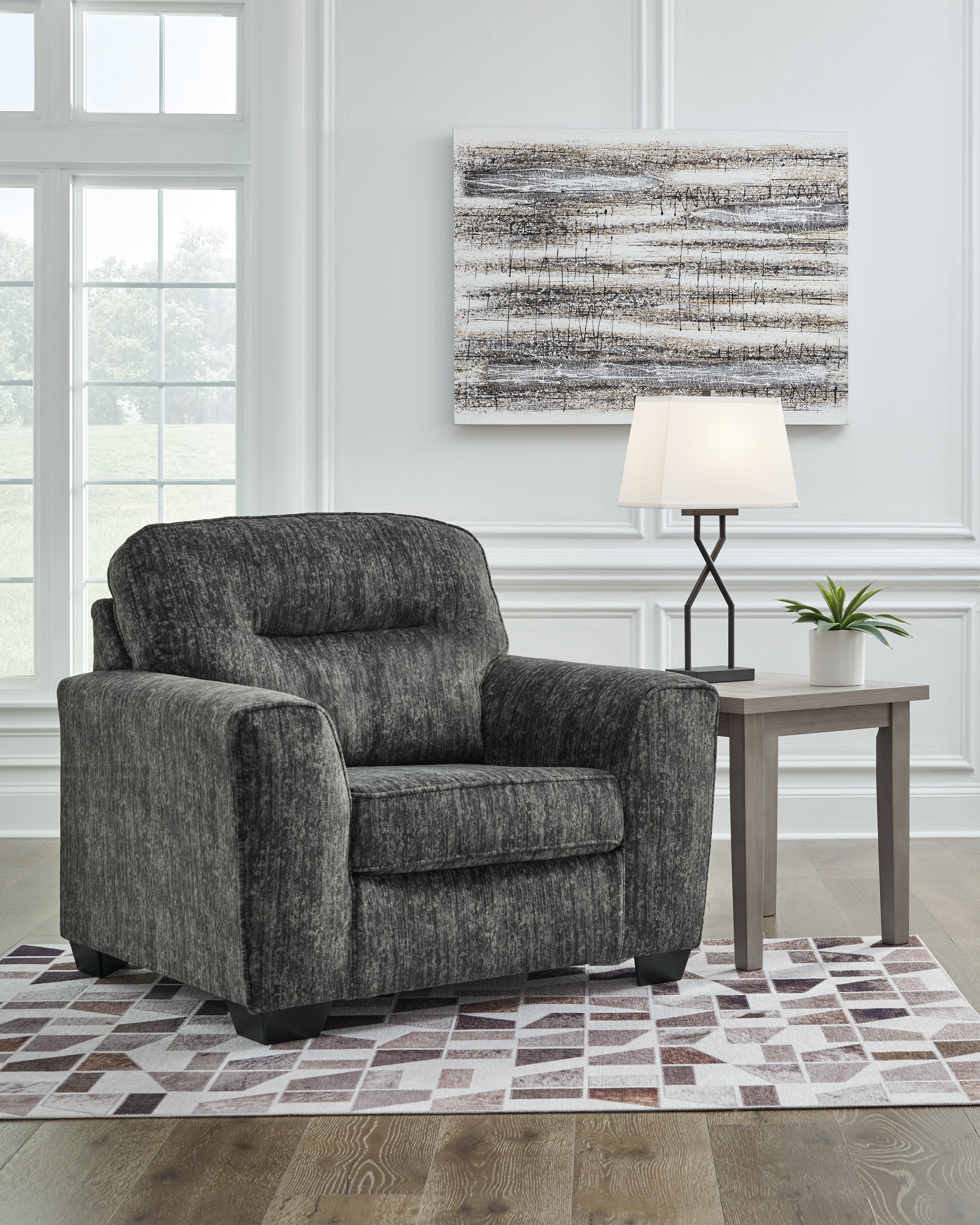 Lonoke Gunmetal Sofa, Loveseat and Oversized Chair