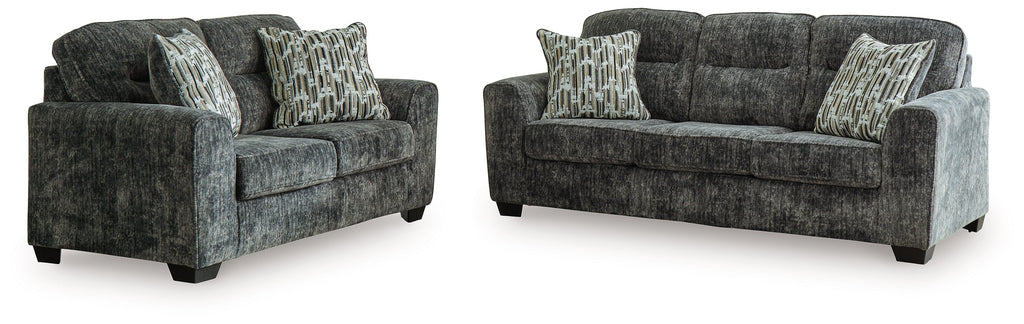 Lonoke Gunmetal Sofa and Loveseat