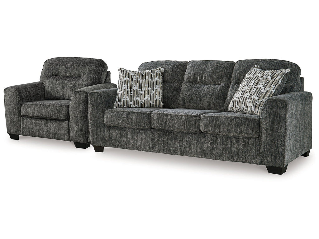 Lonoke Gunmetal Sofa and Oversized Chair