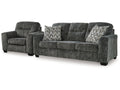 Lonoke Gunmetal Sofa and Oversized Chair