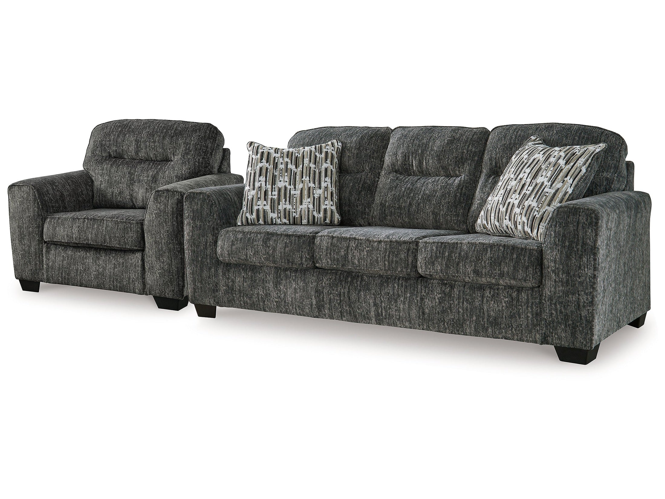 Lonoke Gunmetal Sofa and Oversized Chair