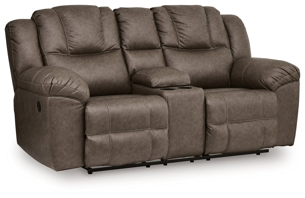 Lowilla Driftwood DBL Rec Loveseat w/Console
