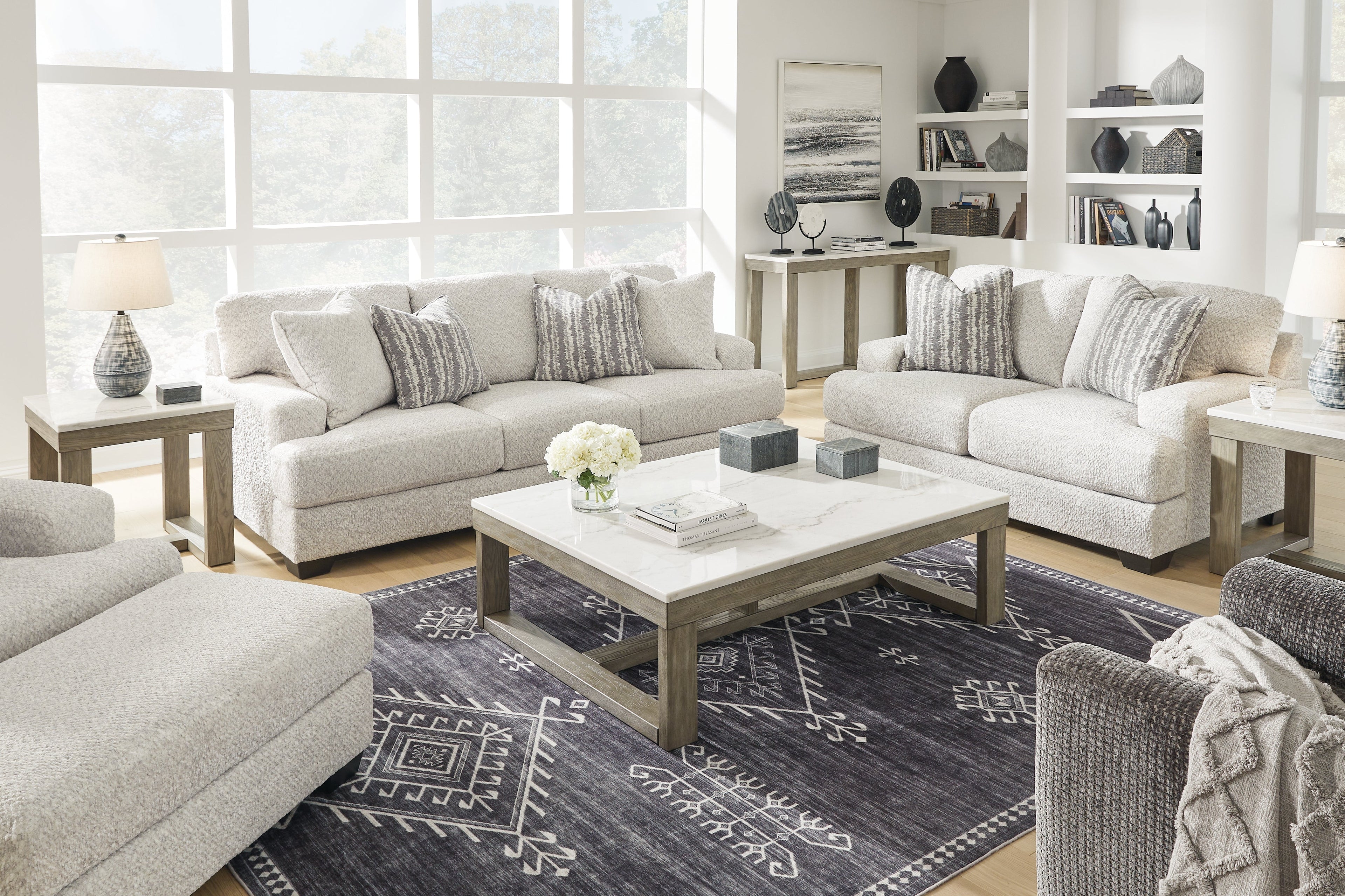 Loyaska Brown/Ivory Coffee Table, End and Sofa Table