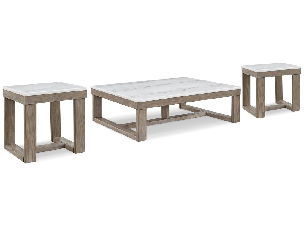 Loyaska Brown/Ivory Coffee Table and 2 End Tables