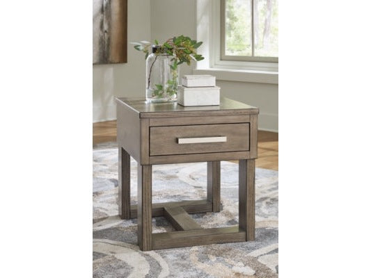 Loyaska Grayish Brown/White End Table