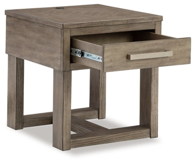 Loyaska Grayish Brown/White End Table