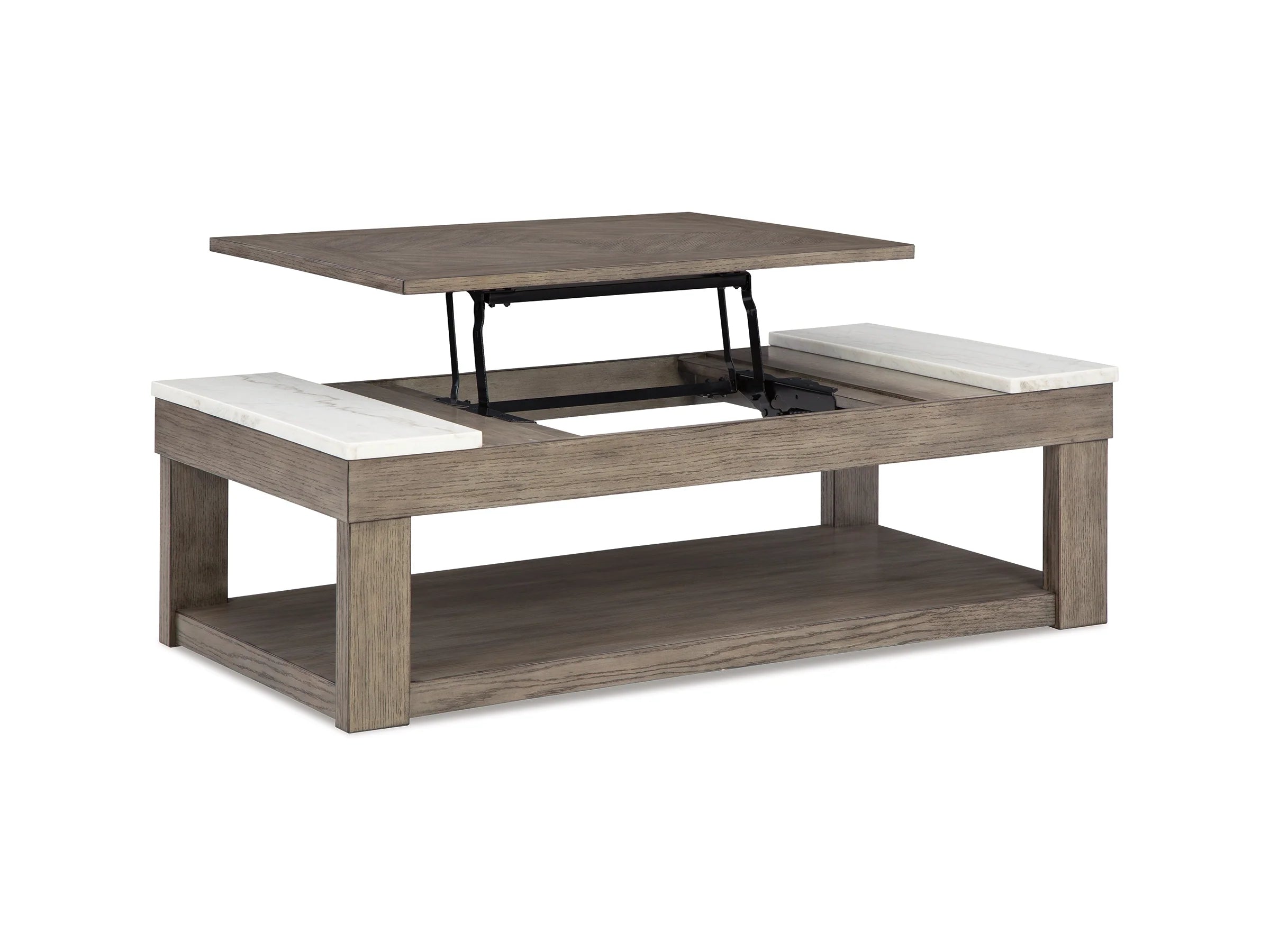 Loyaska Grayish Brown/White Lift-Top Coffee Table