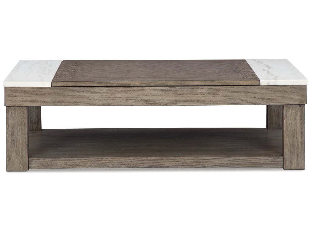 Loyaska Grayish Brown/White Lift-Top Coffee Table