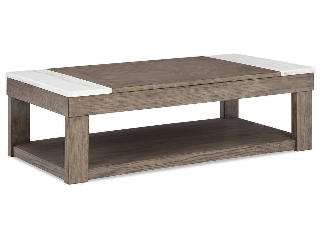 Loyaska Grayish Brown/White Lift-Top Coffee Table