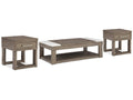 Loyaska Grayish Brown/White Lift-top Coffee Table and 2 End Tables