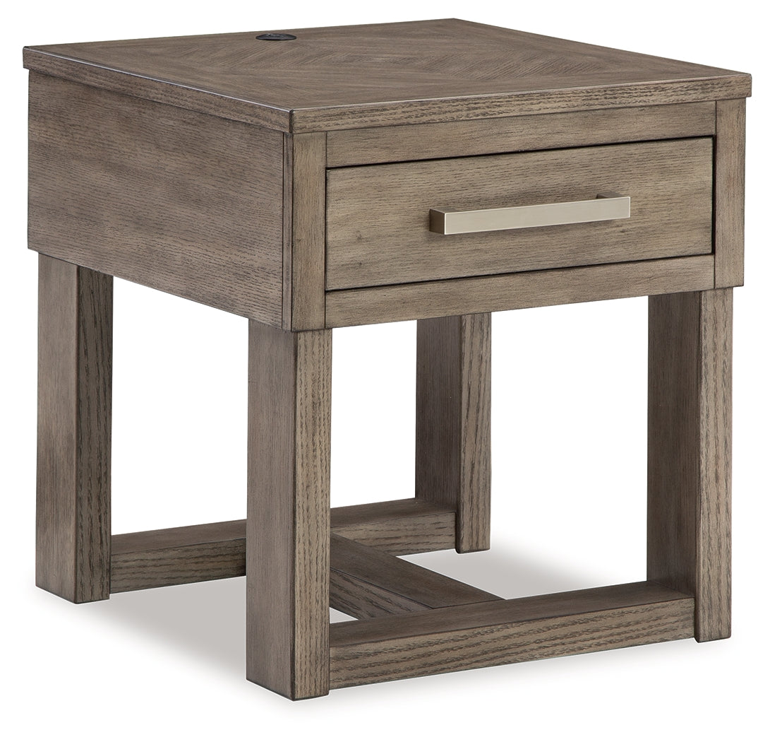 Loyaska Grayish Brown/White Lift-top Coffee Table and 2 End Tables