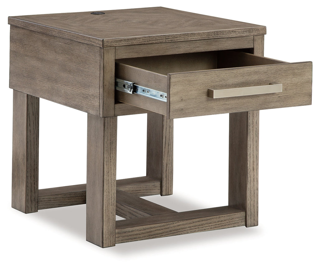Loyaska Grayish Brown/White Lift-top Coffee Table and 2 End Tables
