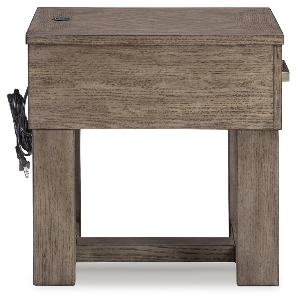 Loyaska Grayish Brown/White Lift-top Coffee Table and 2 End Tables