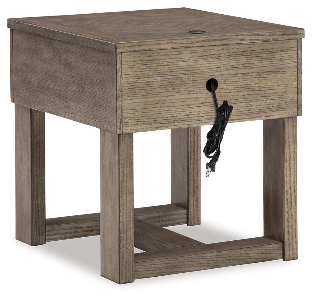 Loyaska Grayish Brown/White Lift-top Coffee Table and 2 End Tables