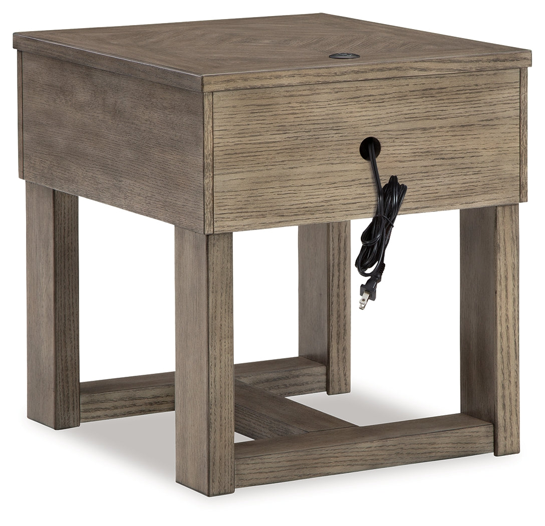 Loyaska Grayish Brown/White Lift-top Coffee Table and 2 End Tables