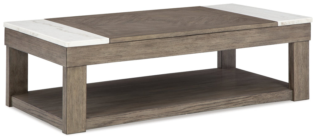 Loyaska Grayish Brown/White Lift-top Coffee Table and 2 End Tables