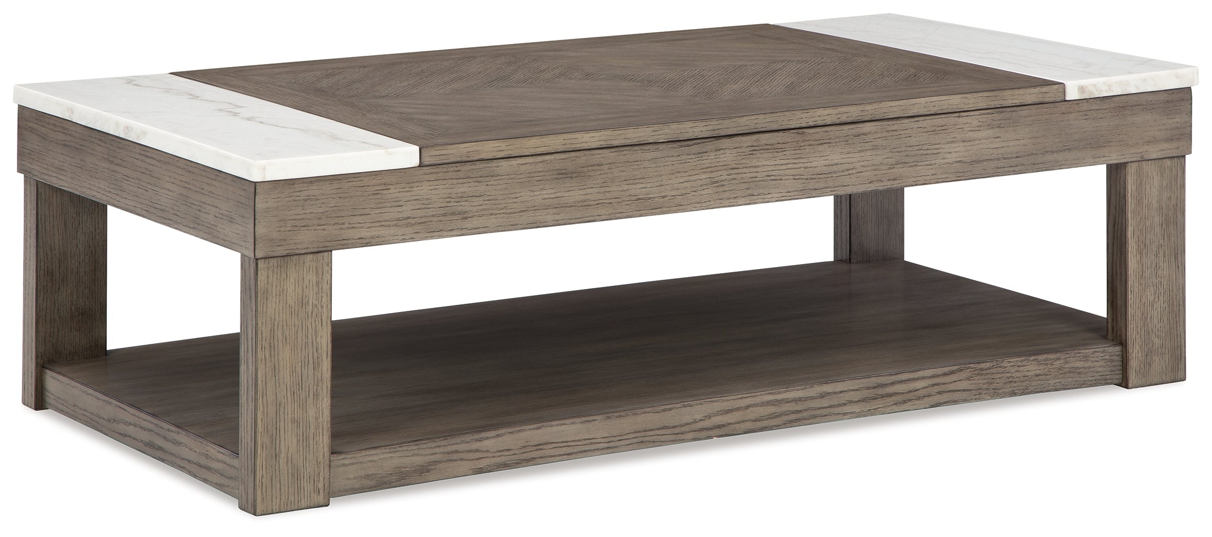 Loyaska Grayish Brown/White Lift-top Coffee Table and 2 End Tables