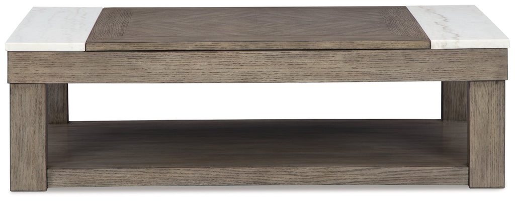 Loyaska Grayish Brown/White Lift-top Coffee Table and 2 End Tables