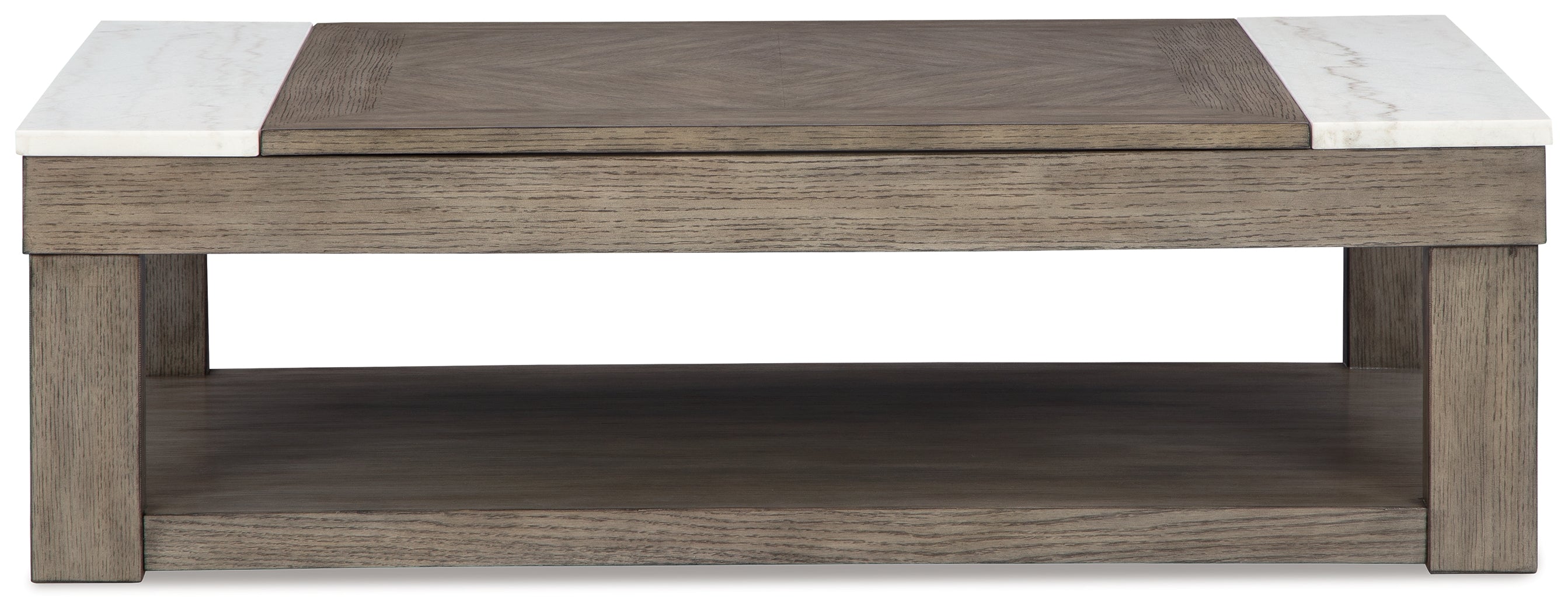 Loyaska Grayish Brown/White Lift-top Coffee Table and 2 End Tables