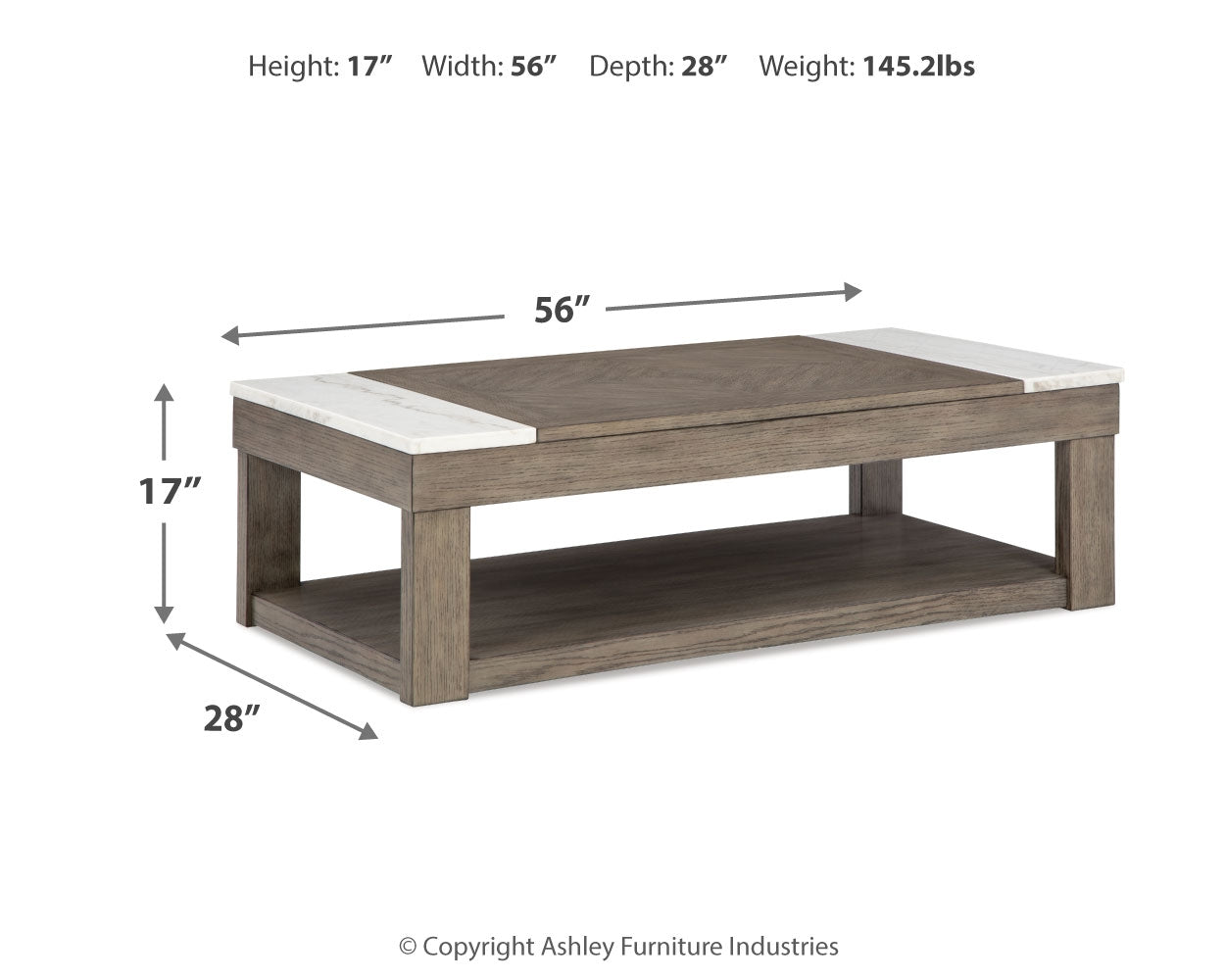 Loyaska Grayish Brown/White Lift-top Coffee Table and 2 End Tables