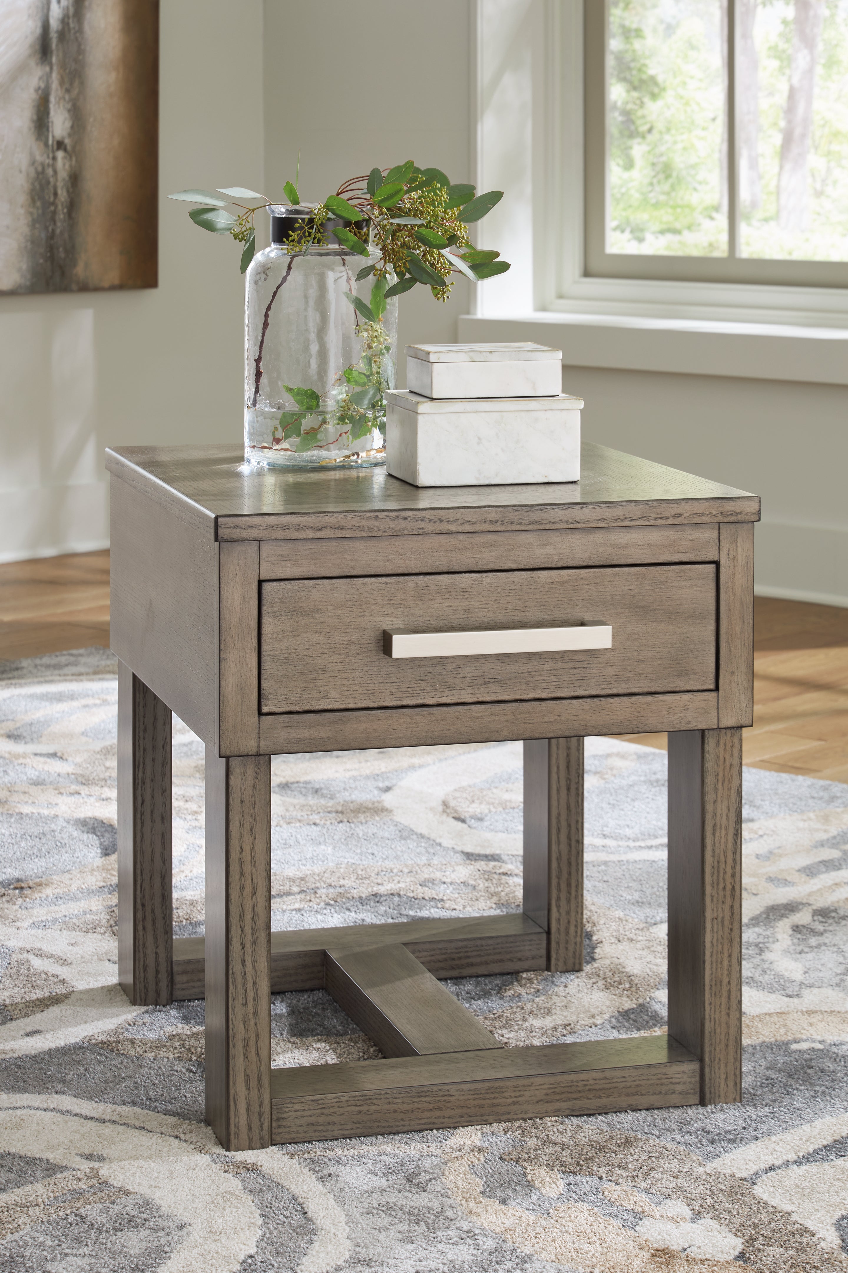 Loyaska Grayish Brown/White Lift-top Coffee Table and 2 End Tables