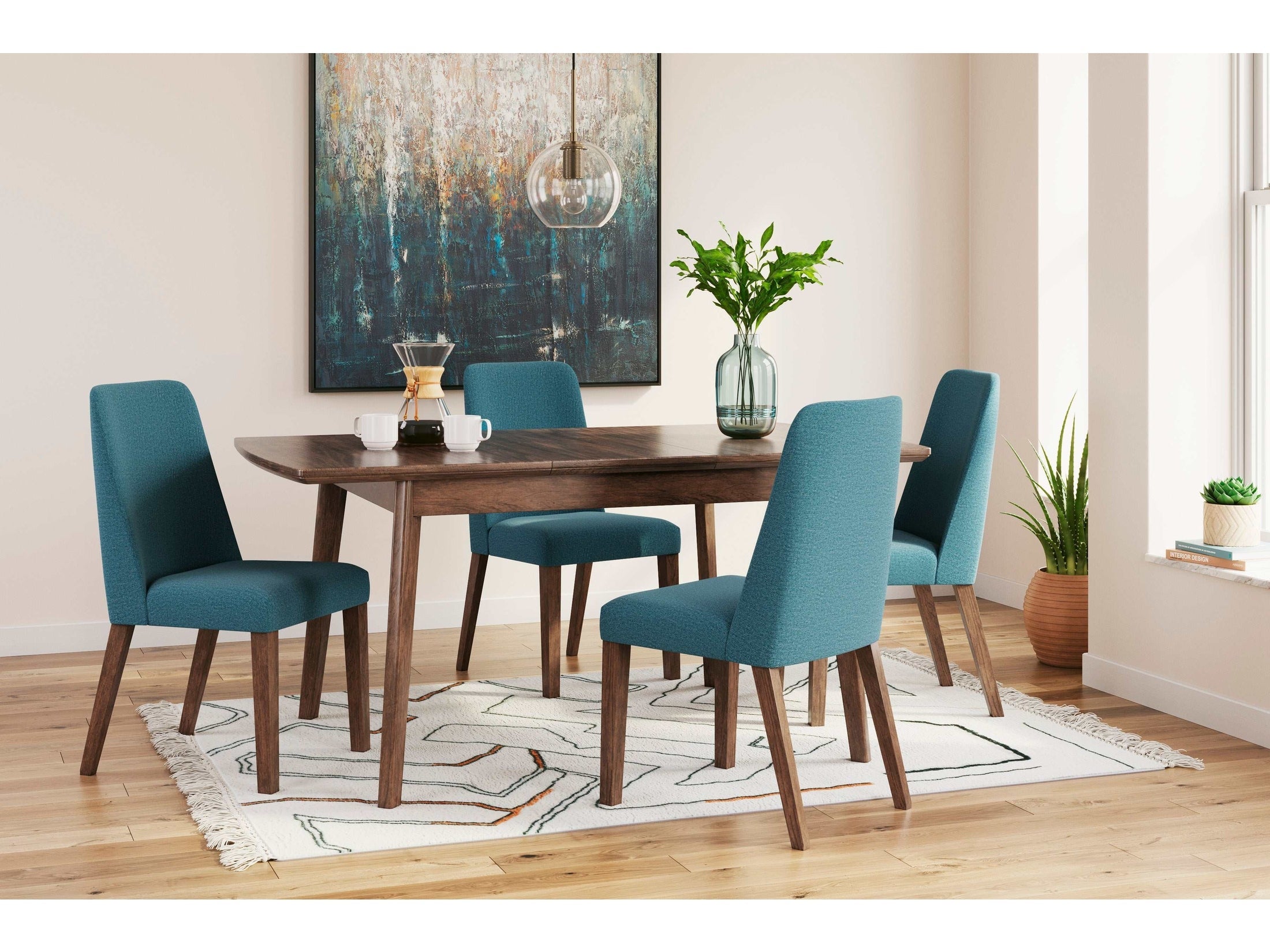Lyncott Blue & Brown Dining Room Set / 5pc