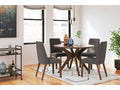 Lyncott Charcoal & Brown Round Dining Room Set / 5pc